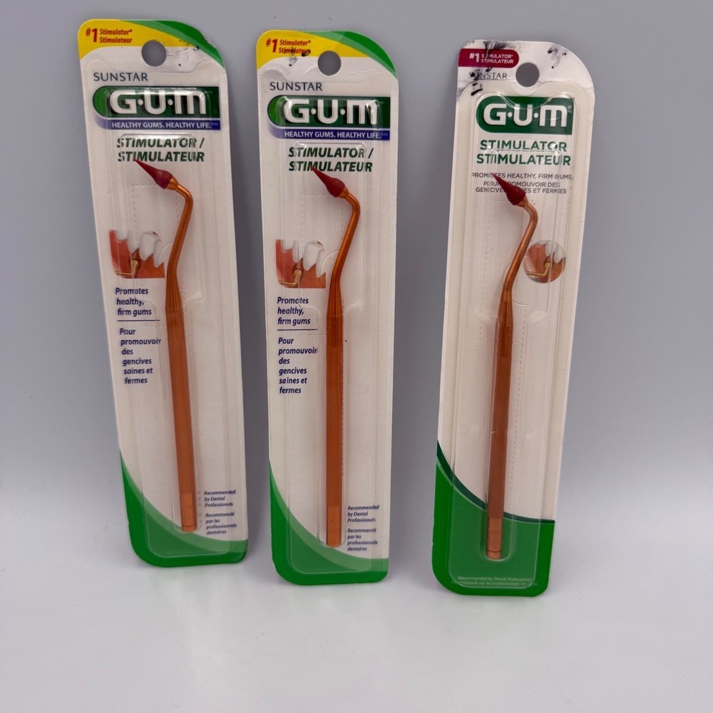 Lot of 3 Sunstar GUM Stimulator 600 Healthy Gums Dental Tool Rubber Tip Massage